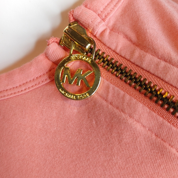 MICHAEL MICHAEL KORS RUCHED TOP WITH ZIP DETAIL, PEACH S - Picture 9 of 11